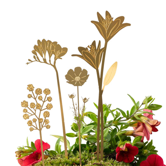 Brass Bloom Bouquet - Floral Plant Pot Ornaments