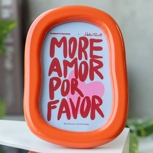 Gloss Orange Organic Oval Photo Frame
