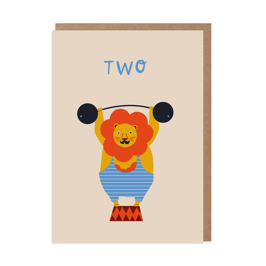 2nd Birthday Card - Lion Strongman