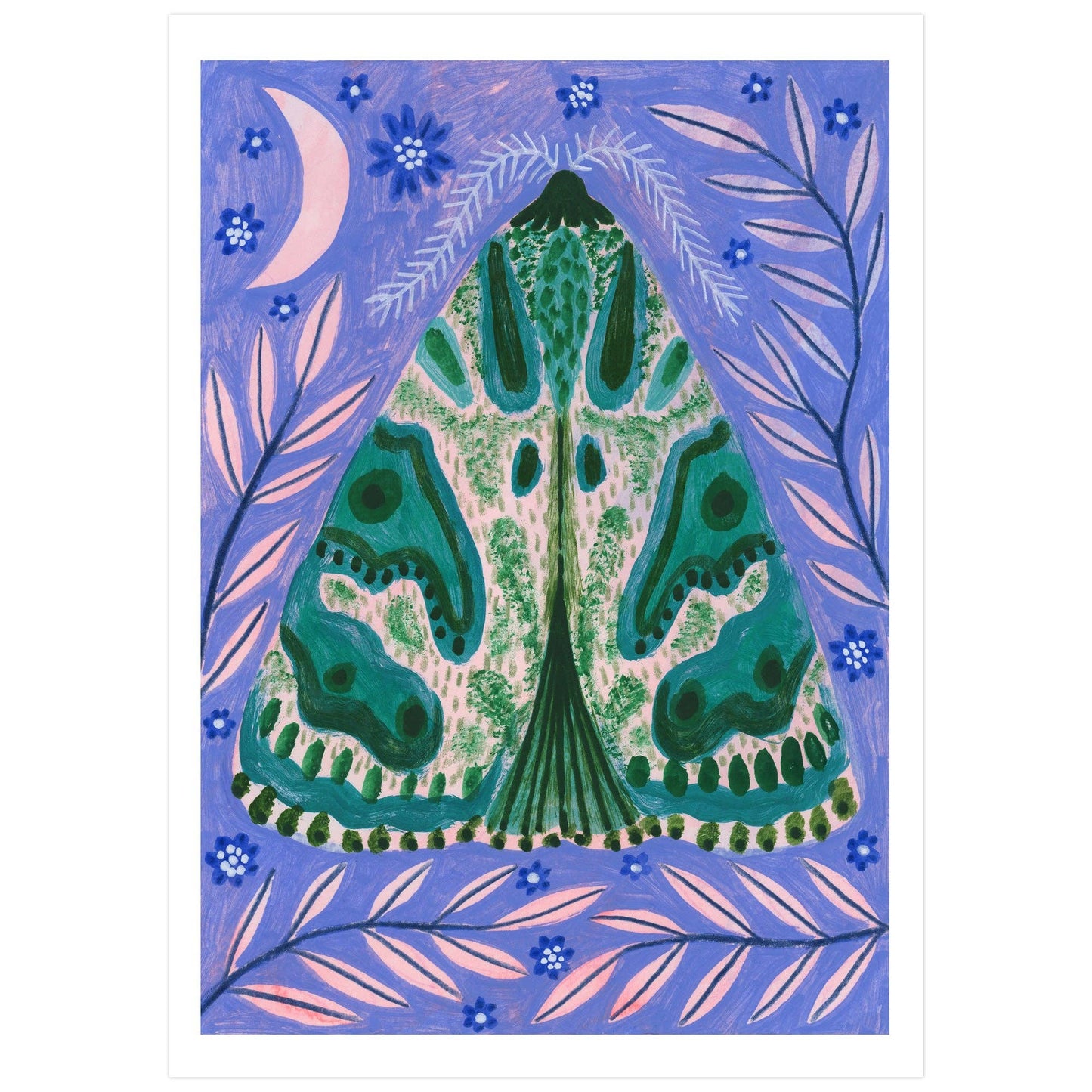 Teal Luna Moth A4 Art Print
