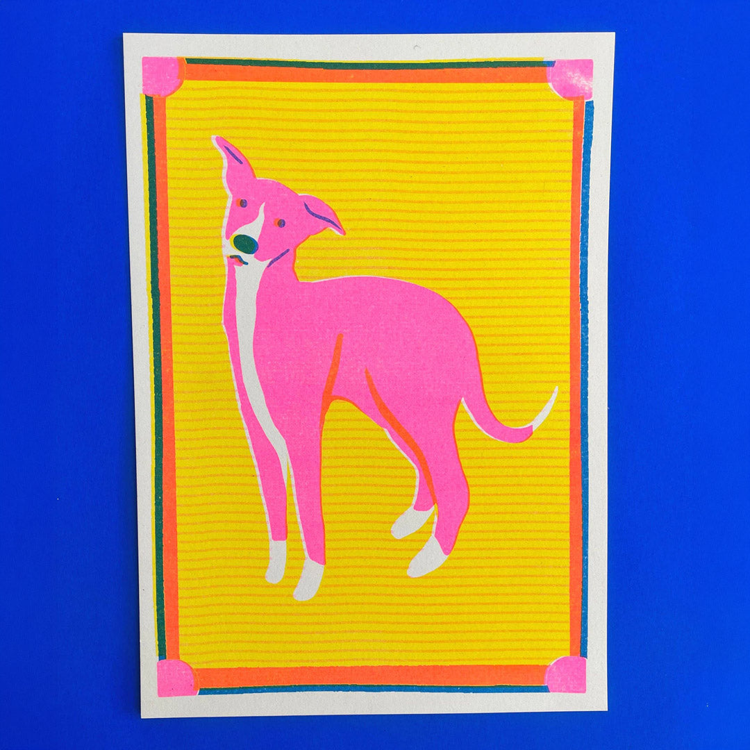 Whippet Mini Risograph Print