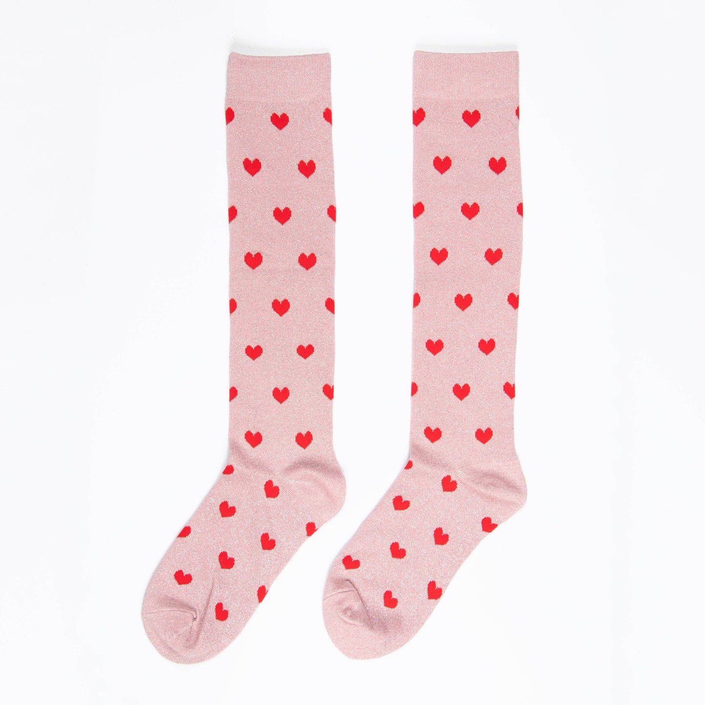 Women's Knee High Glitter Heart Socks