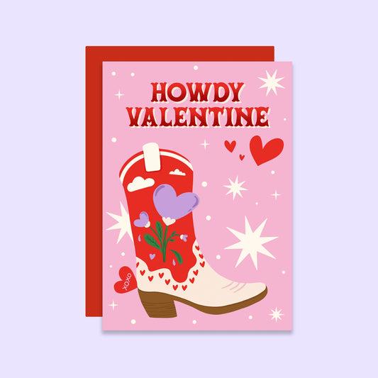 Howdy Valentine's Day Card | Cowgirl Western Card