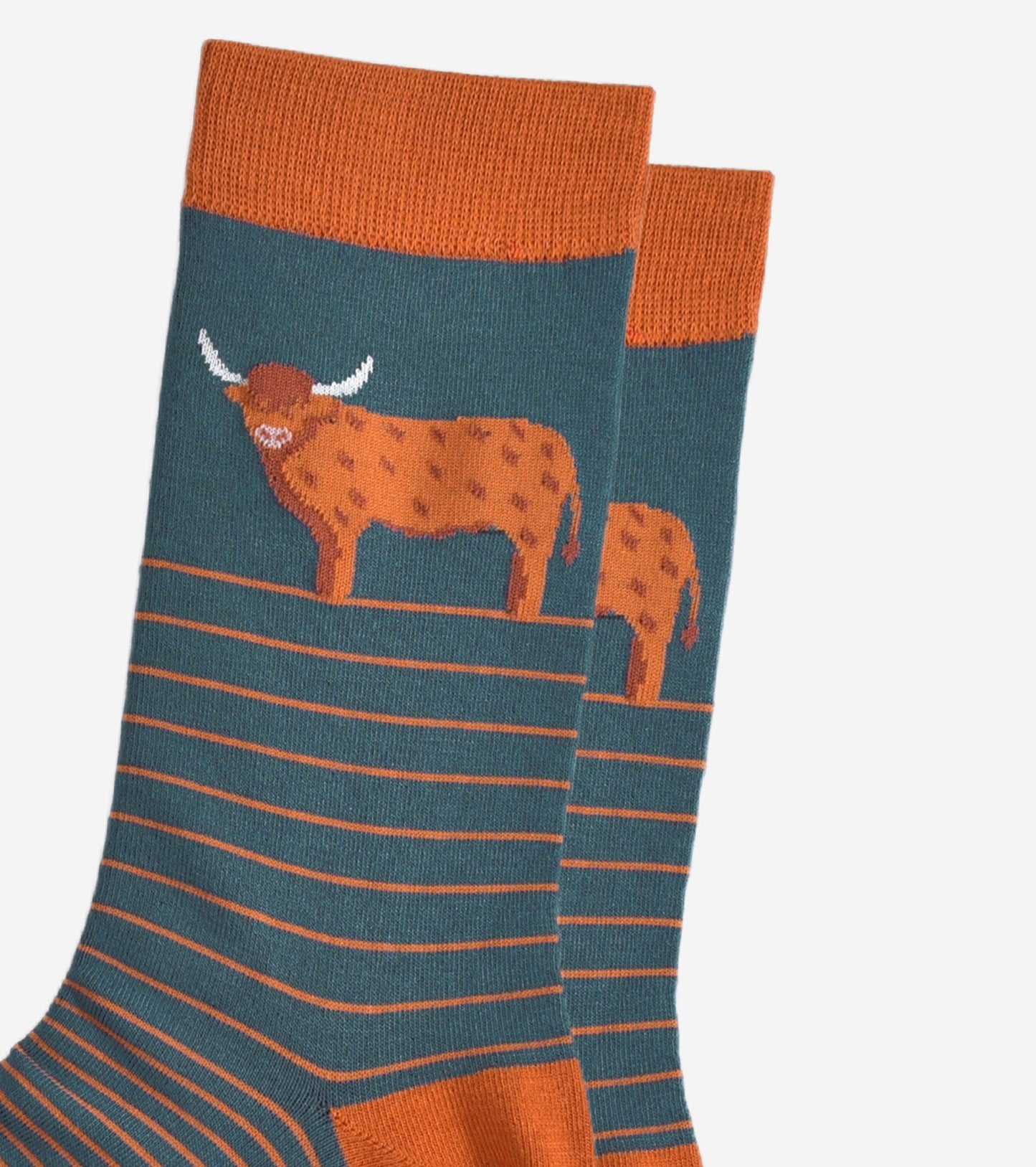 Highland Cow Stripe Men's Bamboo Socks