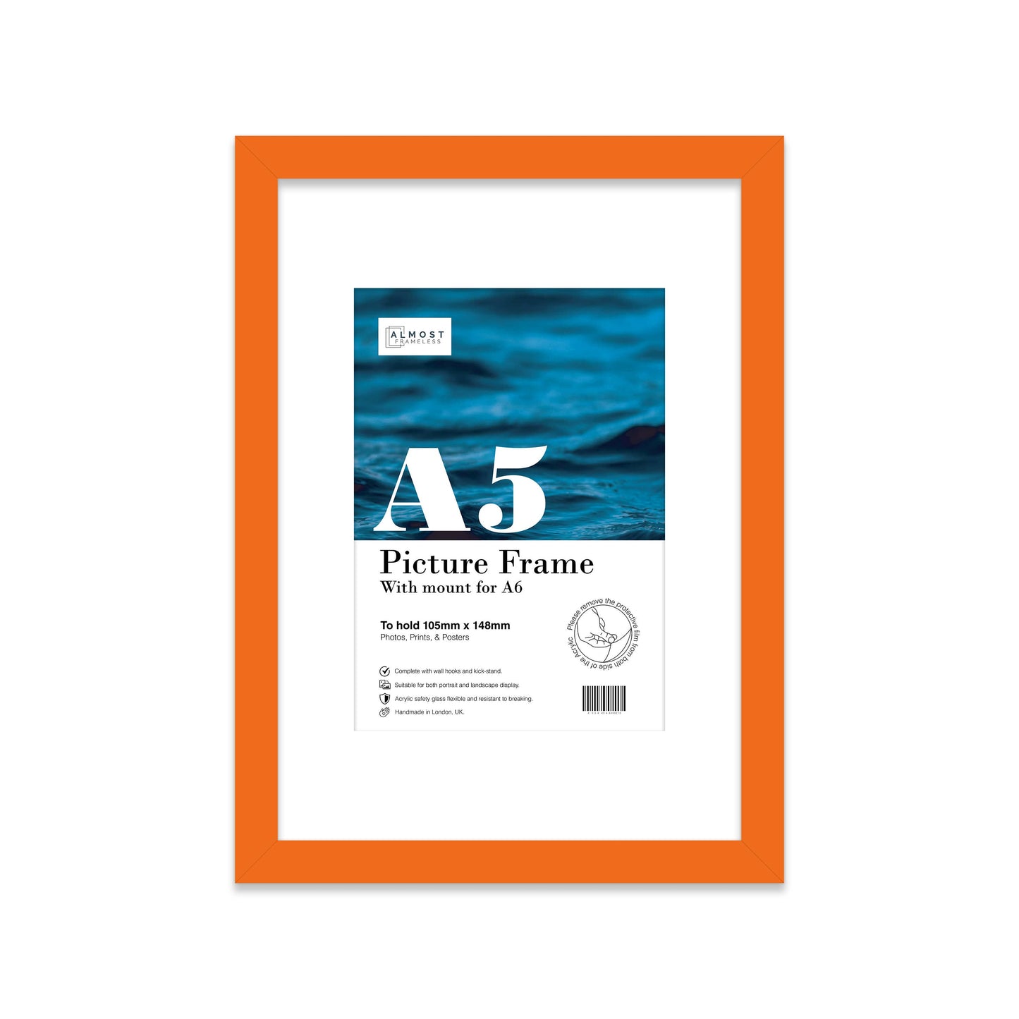 Orange A5 Picture Frame With mount for A6
