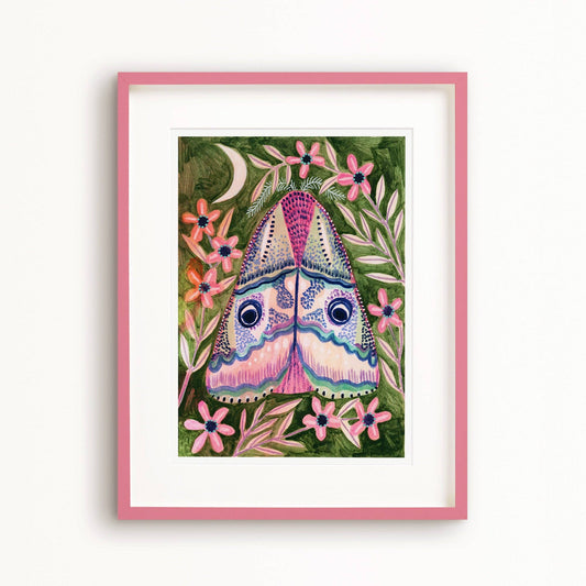 Pink Luna Moth A4 Art Print