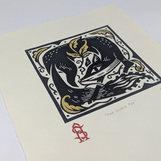 The Gilded Fox - A4 Lino Print