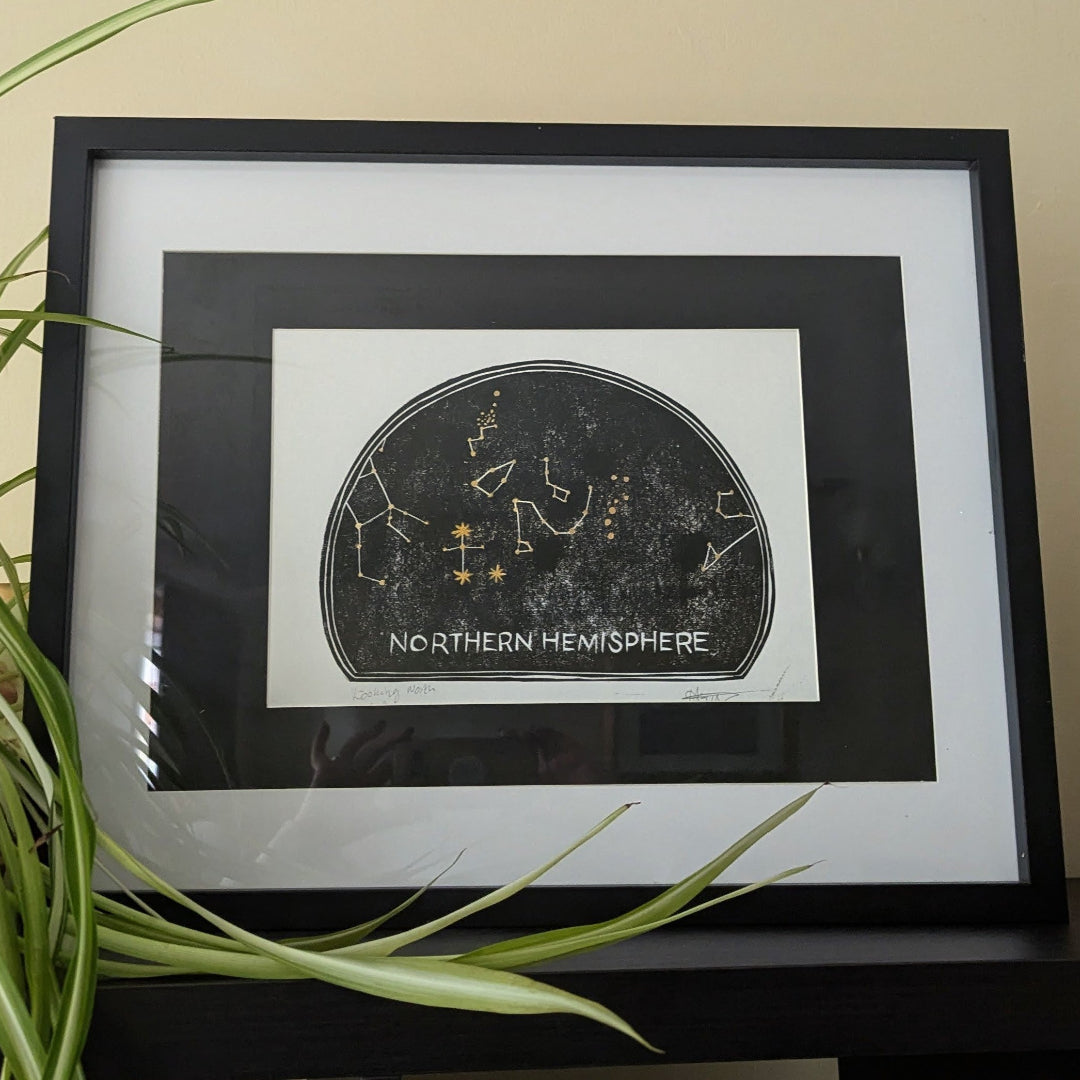 Northern Hemisphere - Looking North Linocut