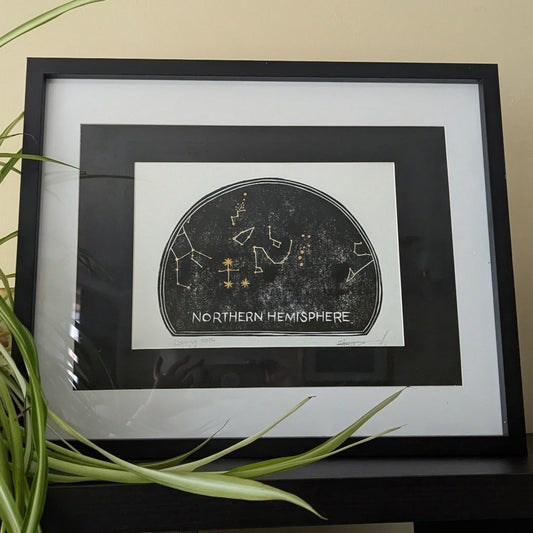 Northern Hemisphere - Looking North Linocut