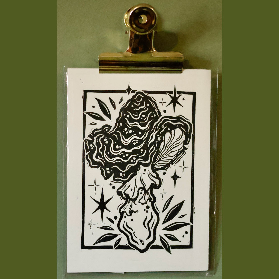 Mushroom Lino Print by Juniper North