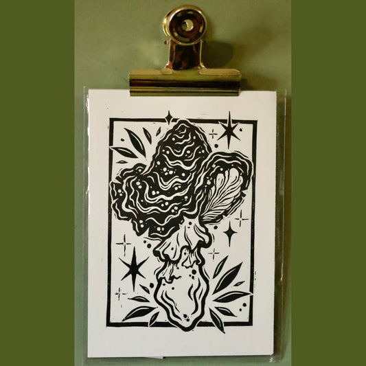 Mushroom Lino Print by Juniper North