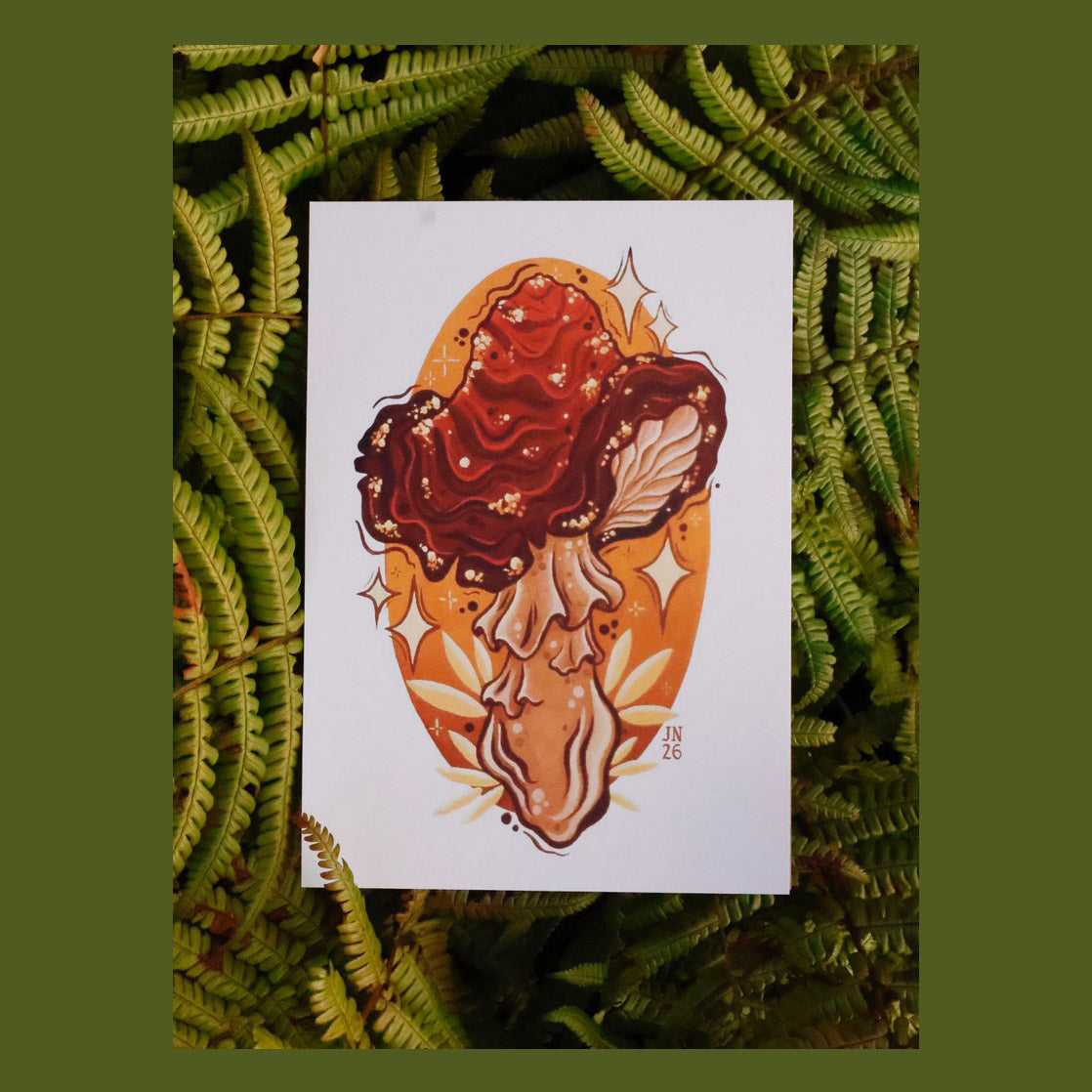 Golden Shroom Art Print by Juniper North