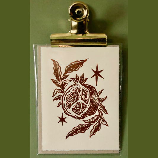 Pomegranate Lino Print by Juniper North