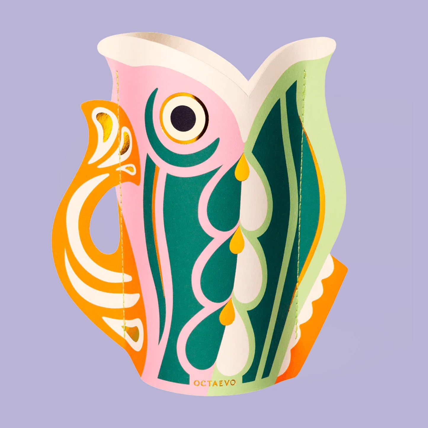 Paper vase in a colourful fish design