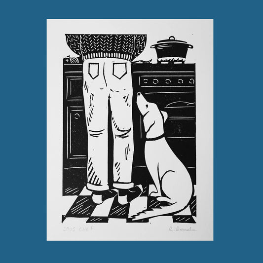 Sous Chef - A5 Original Lino Print