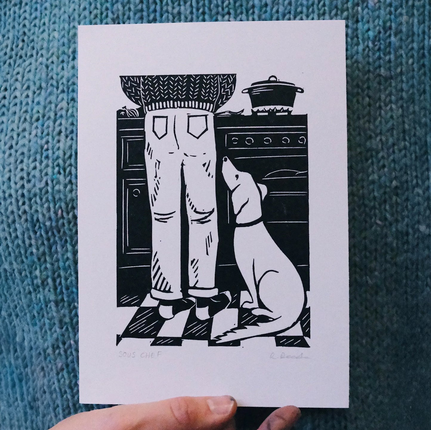 Sous Chef - A5 Original Lino Print